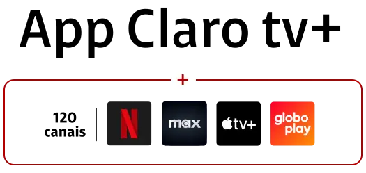 Vem com mais de 120 canais, Apple TV+ Netflix, Max e Globoplay incluso