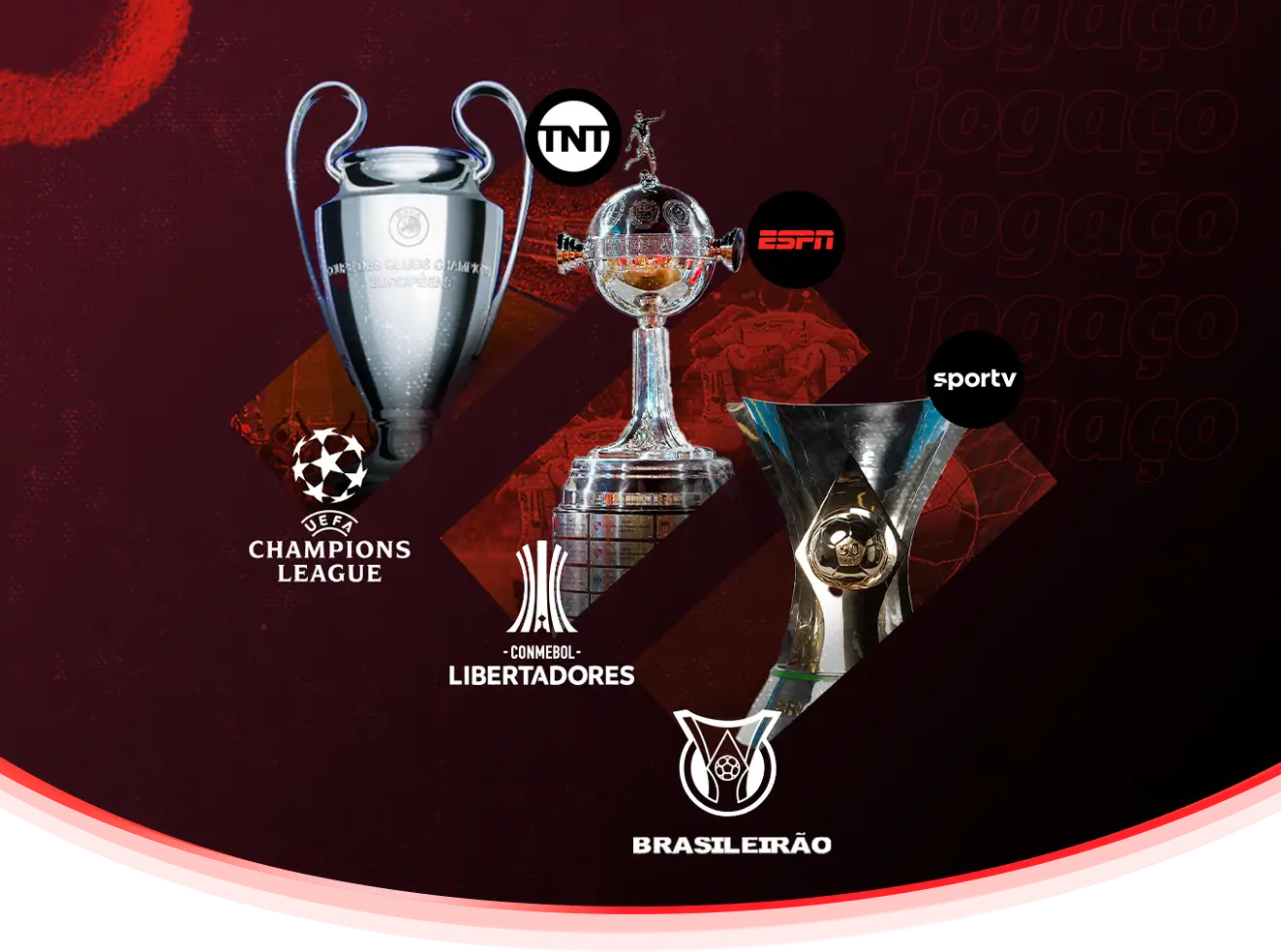 Imagem dos campeonatos Brasileirão, Libertadores, Copa do Brasil e Champions League.